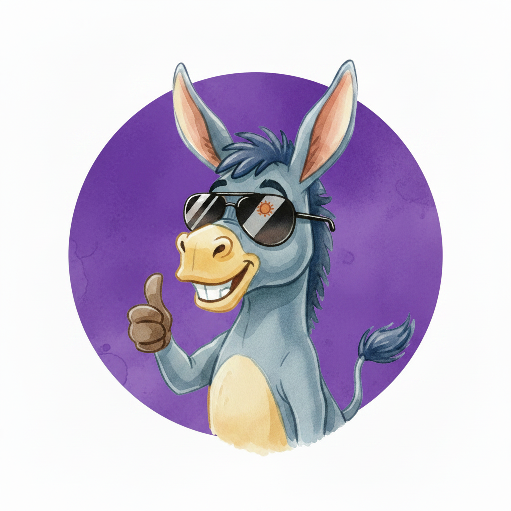 Jackass Thumbs Up Purple Background Logo